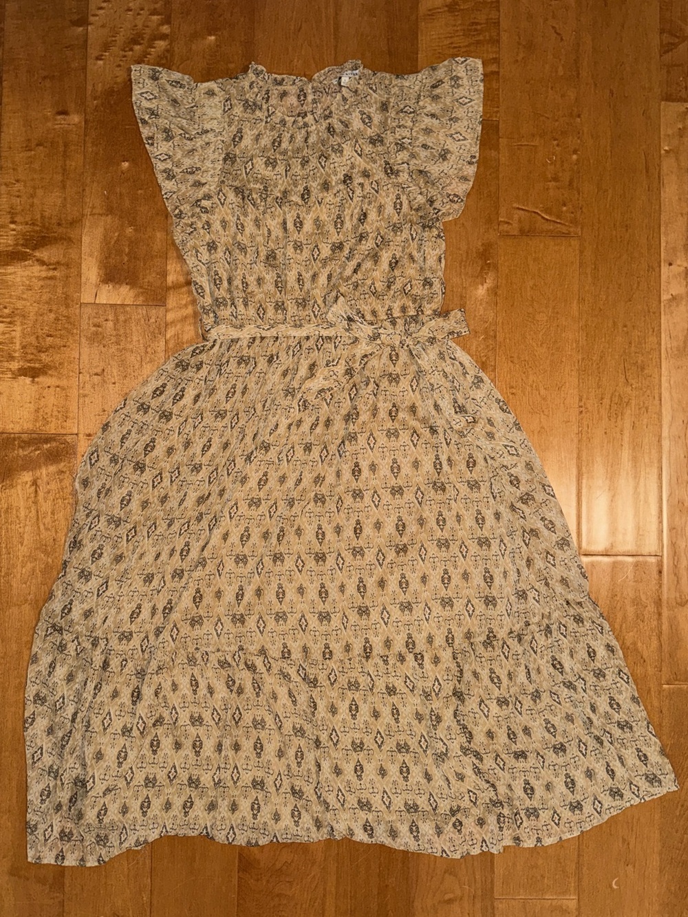 Moon River Nordstrom Maxi Sleeveless Brown Beige Neutral Boho Flutter Dress
